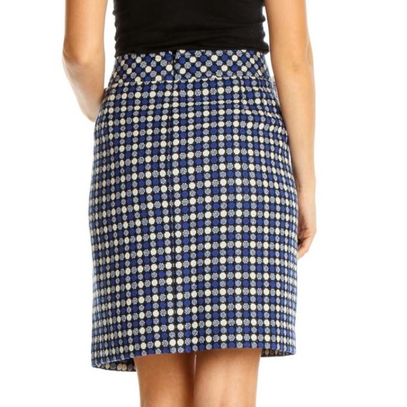 Talbots Blue/black geometric print Brunch A-line classic skirt, 6P, MSRP $89 - Picture 2 of 8
